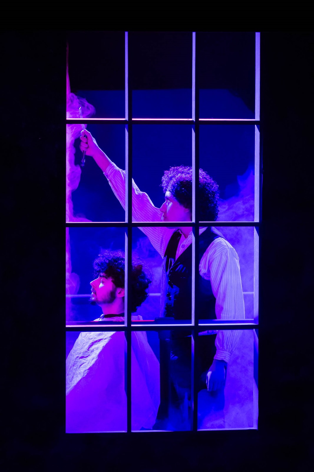 Joshua Soto in costume as Sweeney Todd during a stage production